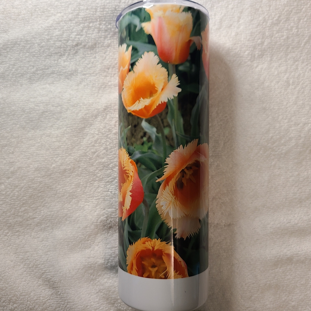 Vibrant Orange and Green Floral Drinkware